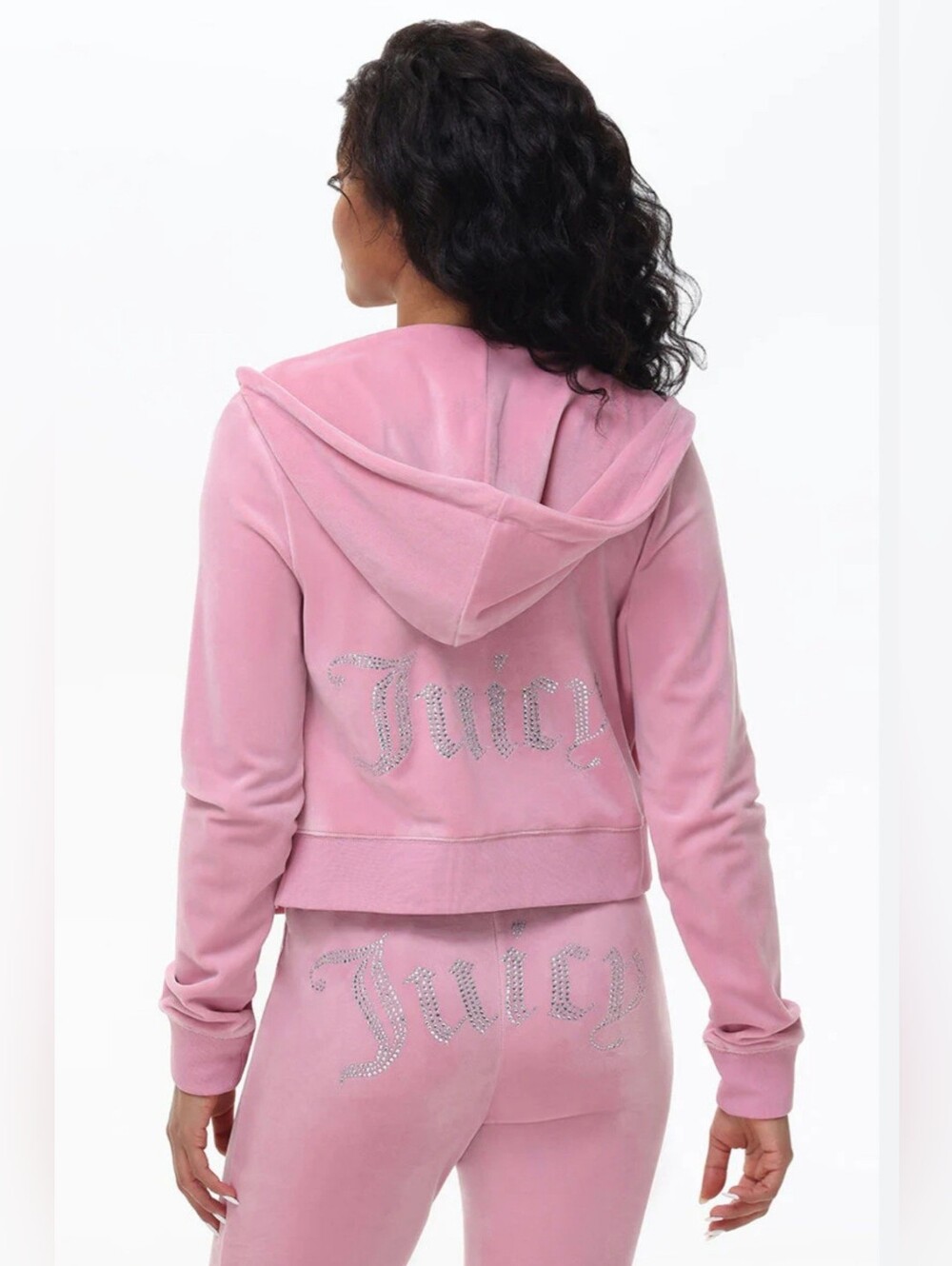 Juicy Couture Baby Pink Velour Crystal Logo Tracksuit Bubblegum Pink SIZE S/M